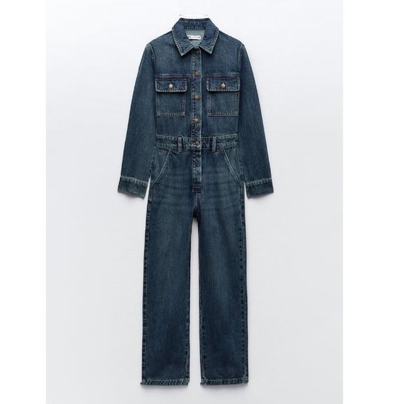 BLOGGER'S FAVE! Zara Front Pocket Denim Jumpsuit Indigo NWT - Picture 16 of 16